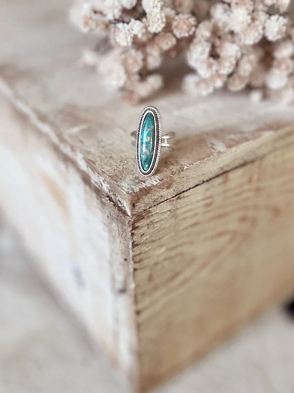 Turquoise Gemstone Oval Adjustable Ring