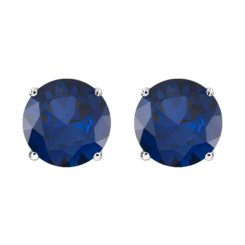 Sterling Silver with Blue Sapphire Stud Earring