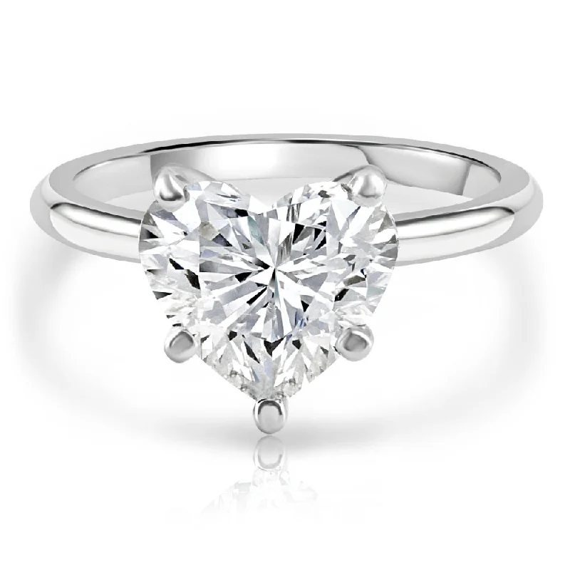 Certified 5.01Ct Heart Shape Solitaire Diamond Engagement Ring 14k White Gold