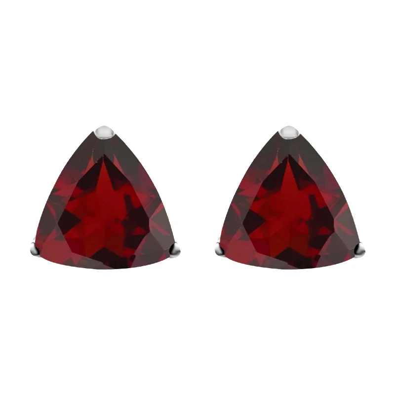 Sterling Silver with Natural Garnet Stud Earring