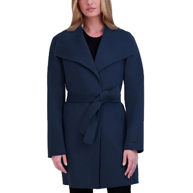 Tahari Womens Elliott Wool Blend Dressy Trench Coat