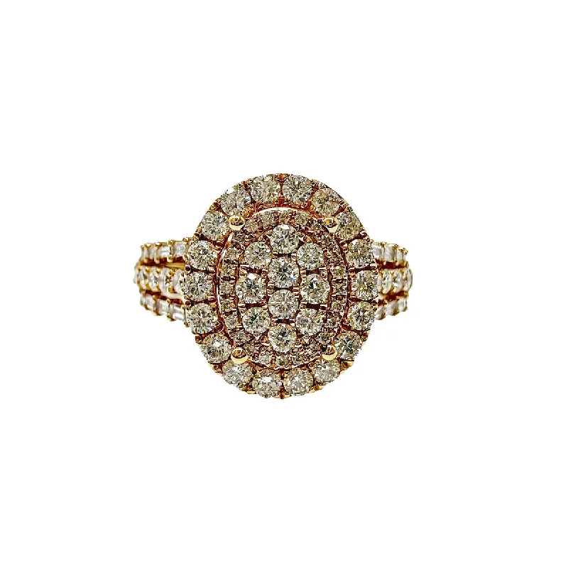 18K Rose Gold Ring with Pave Diamonds