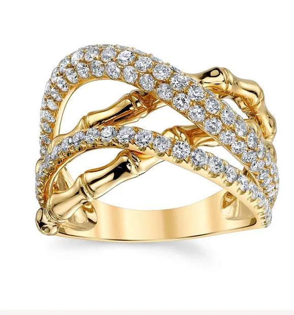 14K DIAMOND CROSSOVER RING