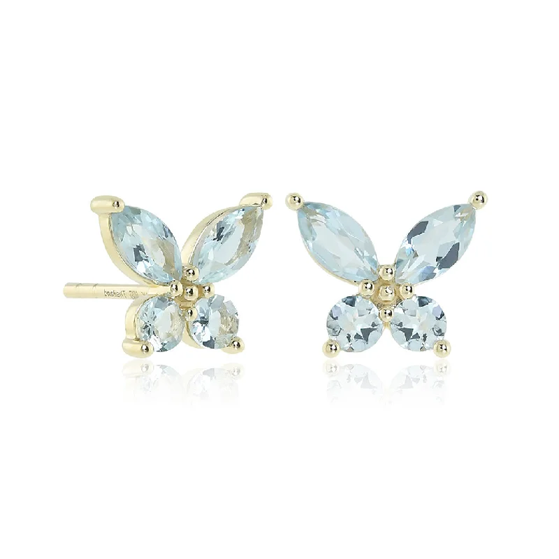 Papillon Earrings in Aquamarines