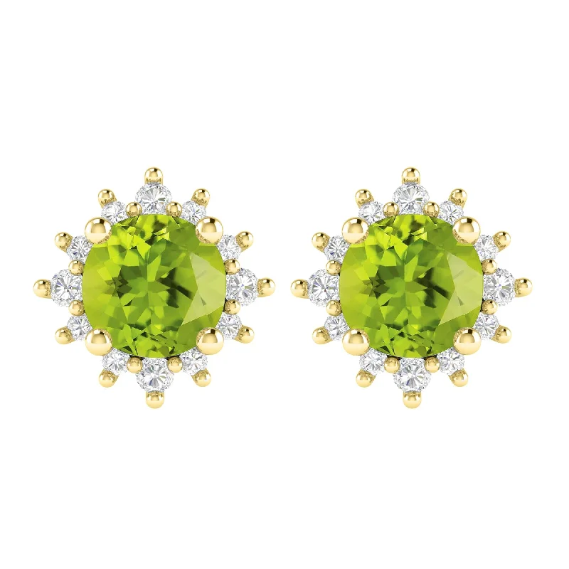 Gold Over Sterling Silver with Peridot and White Topaz Stud Earring