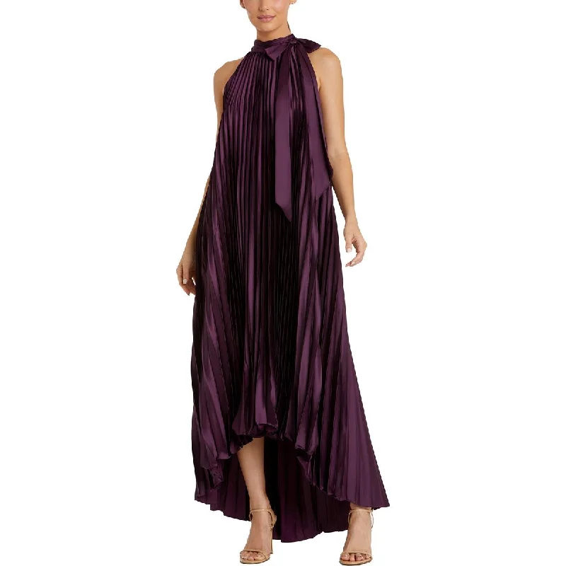 Mac Duggal Womens Satin Pleated Evening Dress