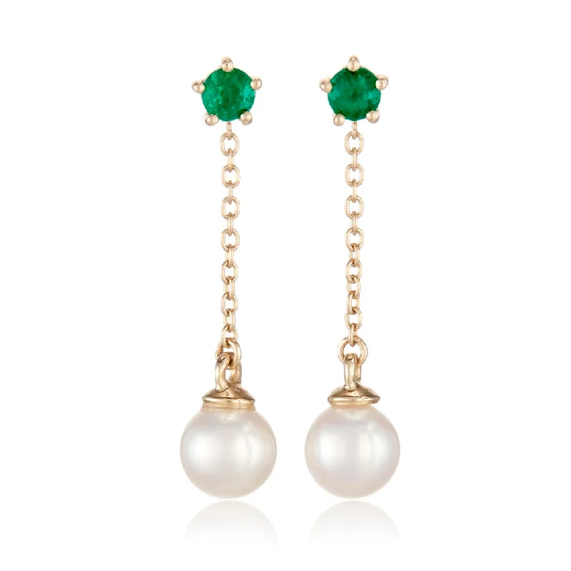 Niagara Earrings in Pearls & Emeralds