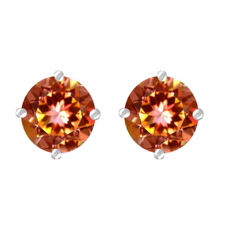 Sterling Silver with Fire Topaz Stud Earring