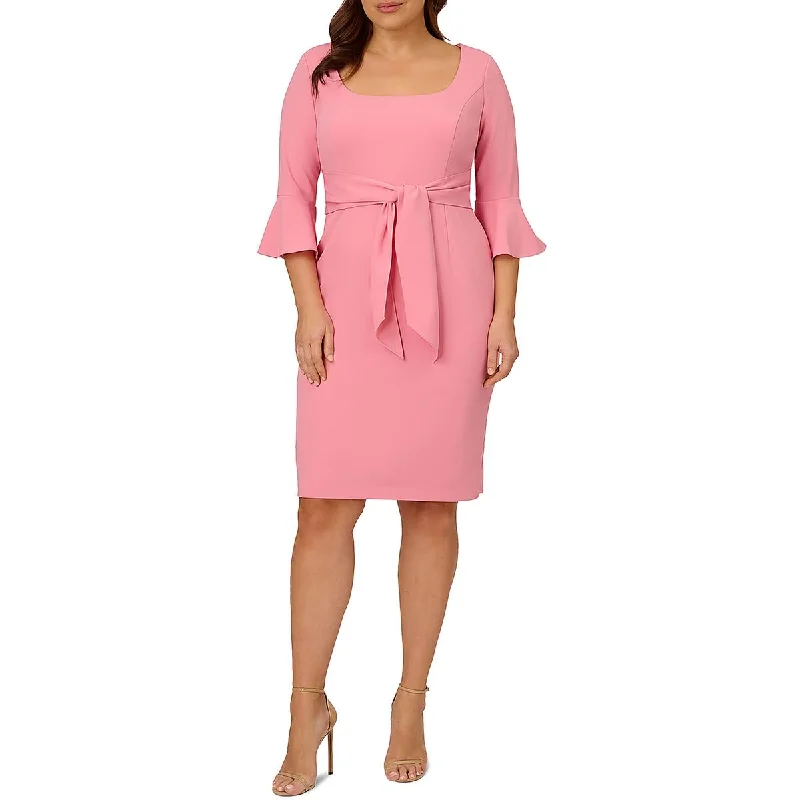 Adrianna Papell Womens Crepe Bell Sleeve Cocktail And Party Dress