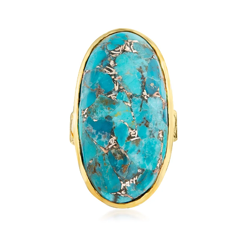 Ross-Simons Mosaic Turquoise Ring in 18kt Gold Over Sterling