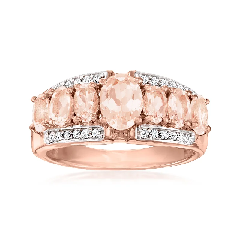 Ross-Simons Morganite and . Diamond Ring in 18kt Rose Gold Over Sterling