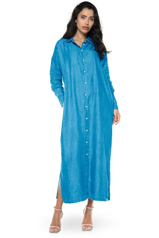 Women's Doral Long Sleeve Button Down Dress | Light Indigo Chambray