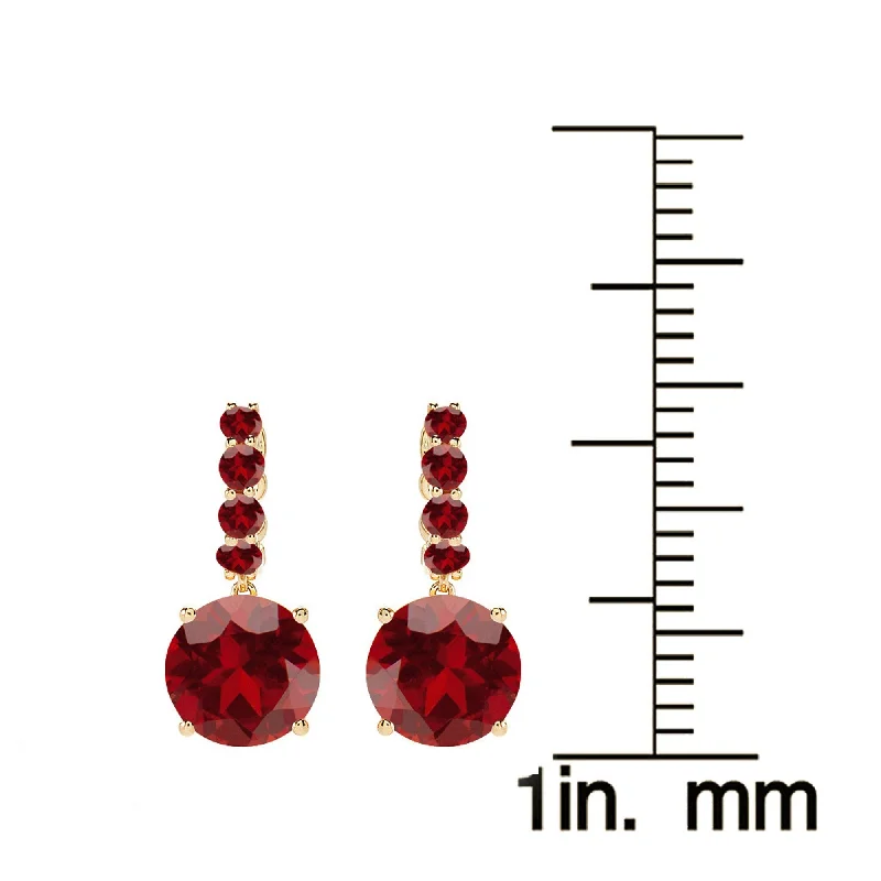 Gold Over Sterling Silver with Natural Garnet Drop Earring