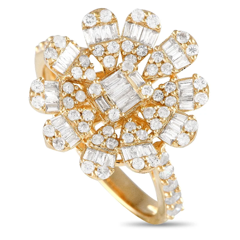 LB Exclusive 14K Yellow Gold 1.0ct Diamond Flower Ring RN32608-Y