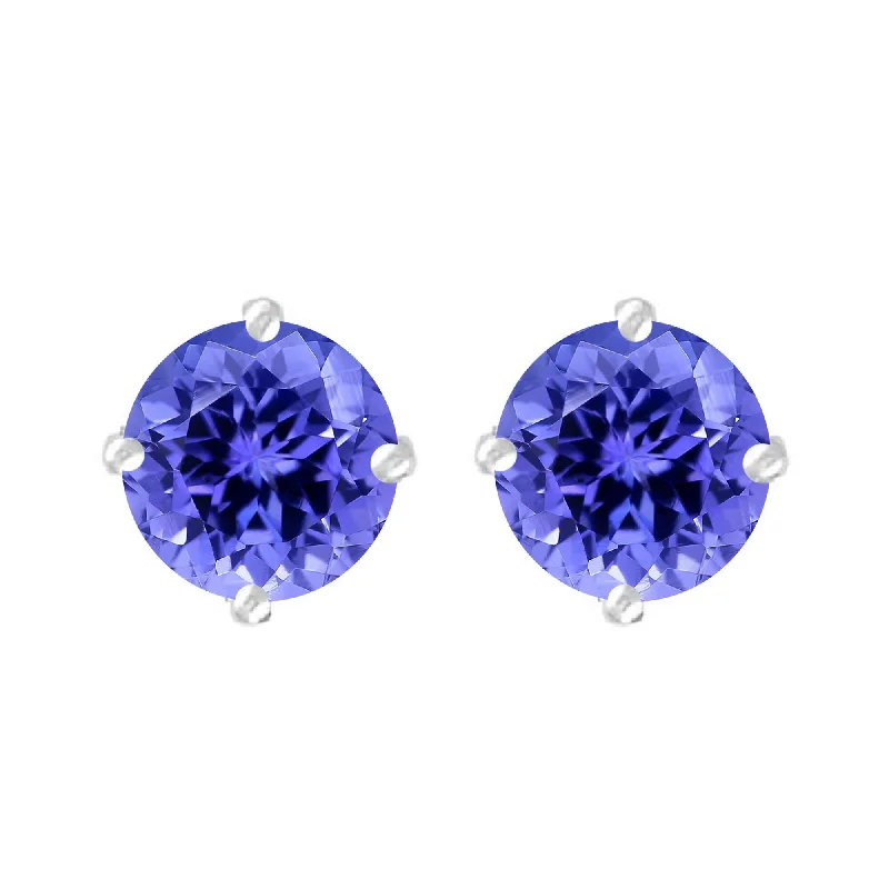 Sterling Silver with Natural Tanzanite Stud Earring