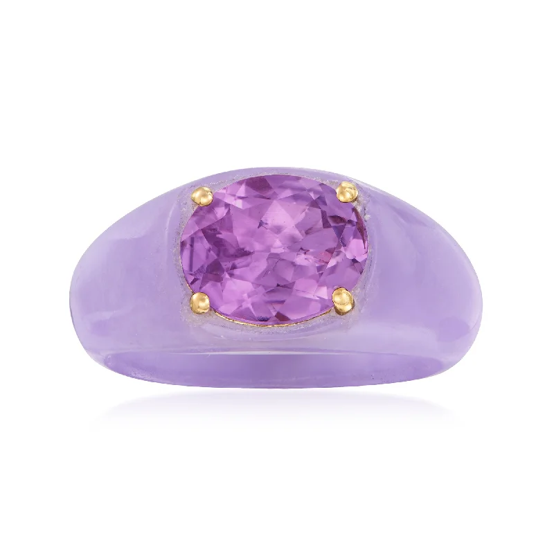 Ross-Simons Amethyst and Lavender Jade Ring With 14kt Yellow Gold