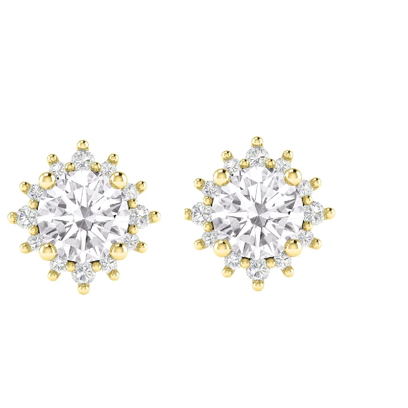 Gold Over Sterling Silver with Moissanite and White Topaz Stud Earring