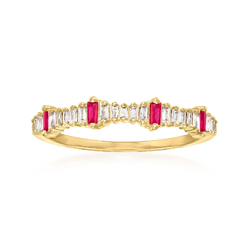 Ross-Simons Diamond and . Ruby Stackable Ring in 14kt Yellow Gold