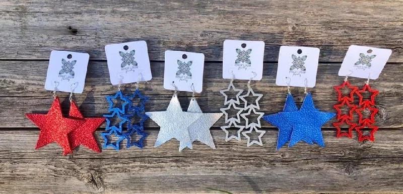 LEATHER STAR EARRINGS