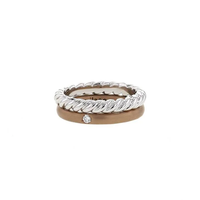 Pomellato Milano ring in white gold, pink gold and diamond