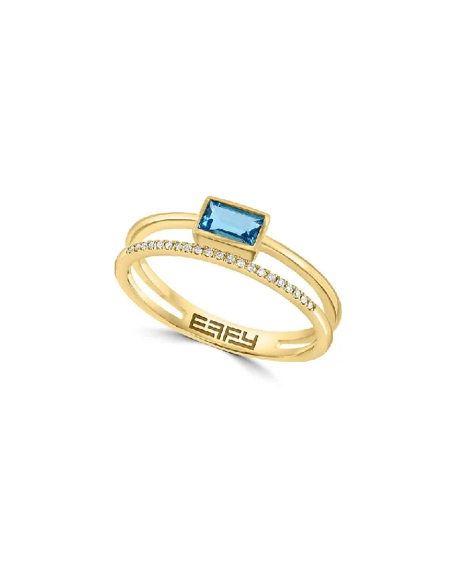 Effy Fine Jewelry 14K 0.37 ct. tw. Diamond & Blue Topaz Ring