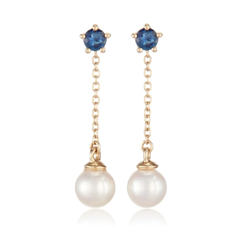 Niagara Earrings in Pearls & Sapphires