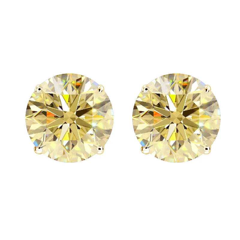 Gold Over Sterling Silver with Yellow Moissanite Stud Earring