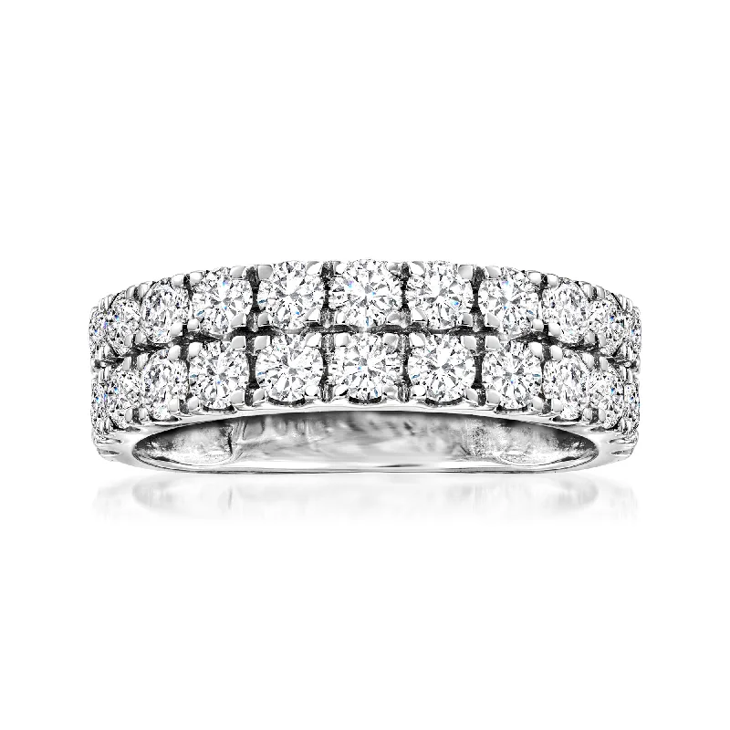 Ross-Simons Diamond 2-Row Ring in 14kt White Gold