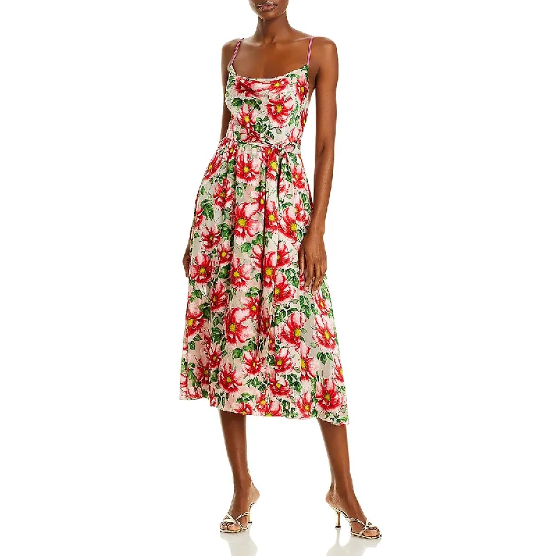 Alice and Olivia Womens Samantha Floral i Midi Dress