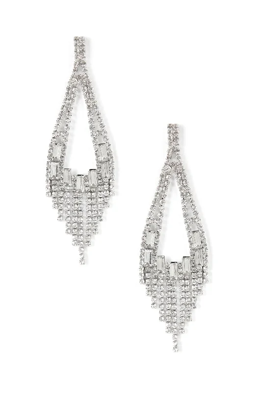 Rhinestone Fringe Chandelier Earrings