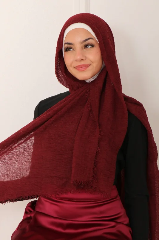 Pleated Cotton Scarf- Burgundy