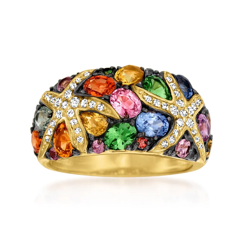 Ross-Simons Multicolored Sapphire and . Diamond Starfish Ring in 14kt Gold