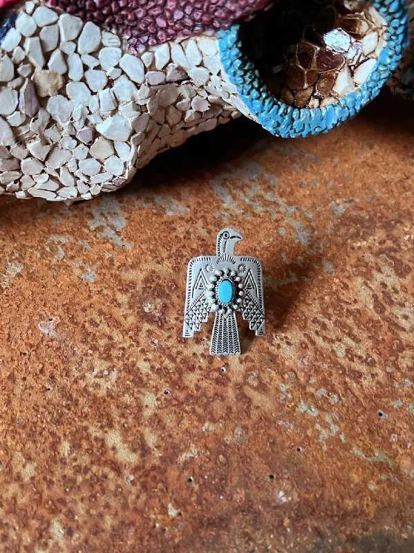 Thunderbird Turquoise Stone Adjustable Ring