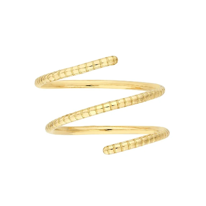 Marquee Jewels 14K Solid Yellow Gold Ribbed Texture Wrap Ring