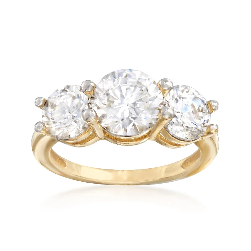 Ross-Simons CZ 3-Stone Ring in 14kt Yellow Gold