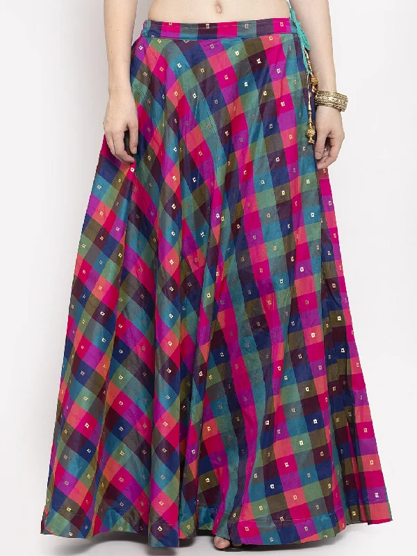 Wahe-NOOR Women's Multicoloured Checked Skirt