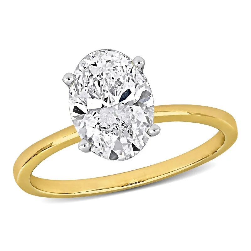 Created Forever by Miadora 2ct TW Oval Lab-Grown Diamond Solitaire Engagement Ring in 14k Yellow Gold