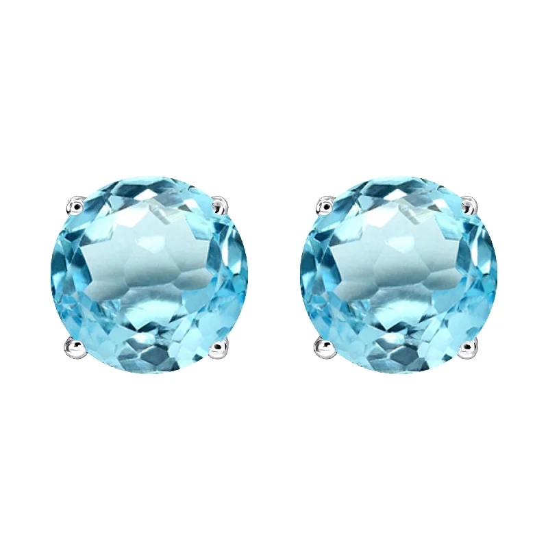 Sterling Silver with Natural Sky Blue Topaz Stud Earring