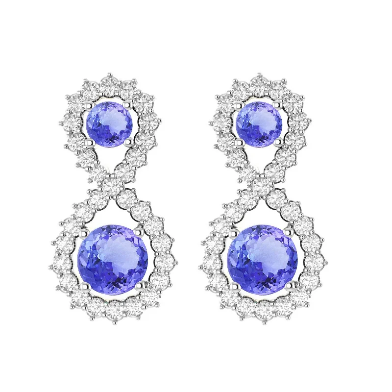 Sterling Silver with Natural Tanzanite and White Topaz Drop Earring