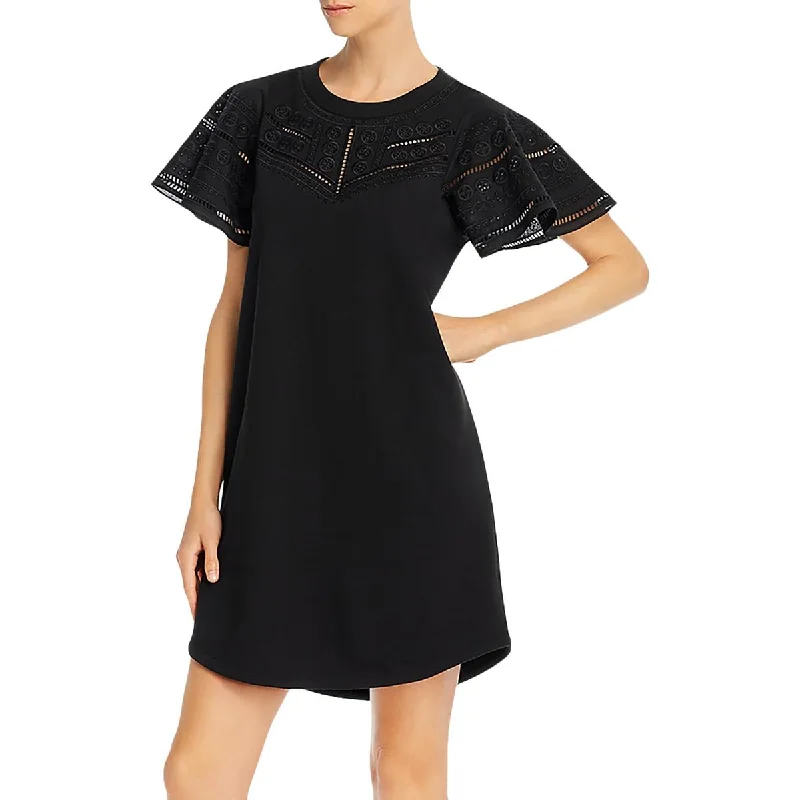 Parker Womens Katrina Ribbed Trim Eyelet Cocktail Dress