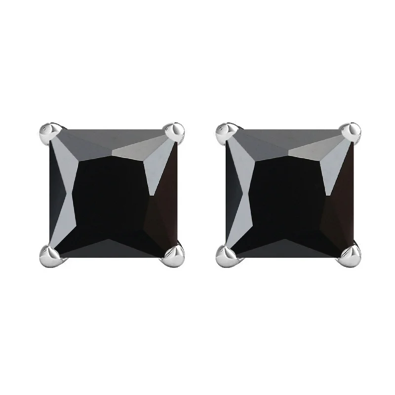 Sterling Silver with Natural Black Spinel Stud Earring