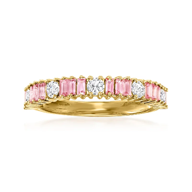 Ross-Simons Pink Sapphire and . Diamond Ring in 14kt Yellow Gold