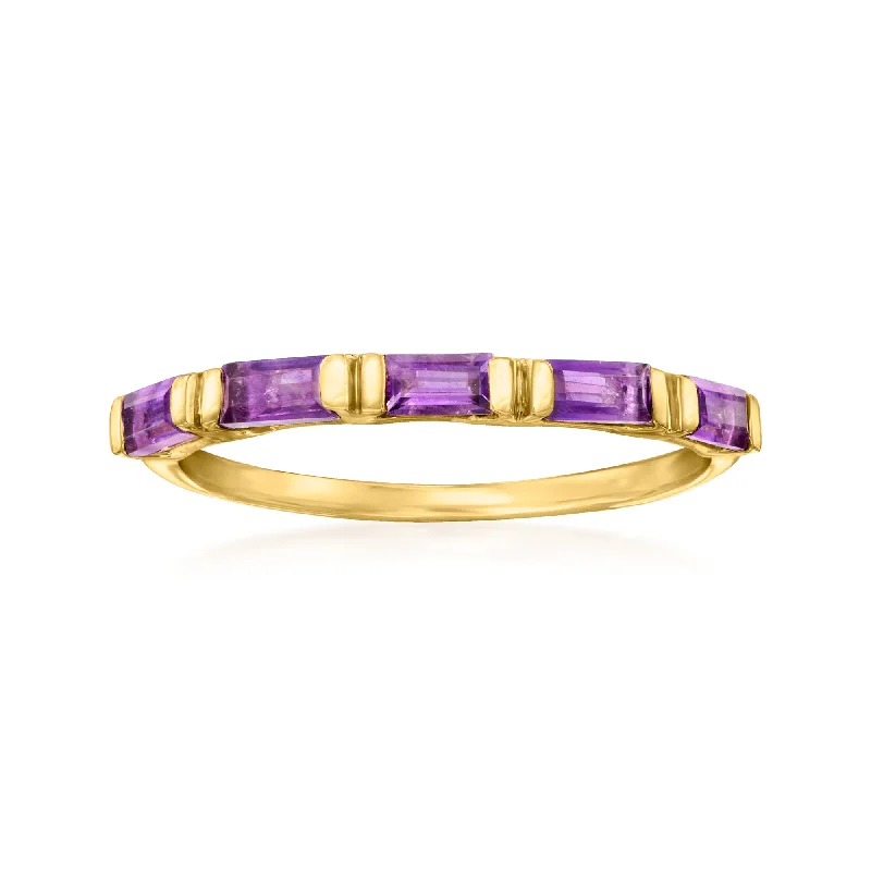 RS Pure by Ross-Simons Amethyst Ring in 14kt Yellow Gold