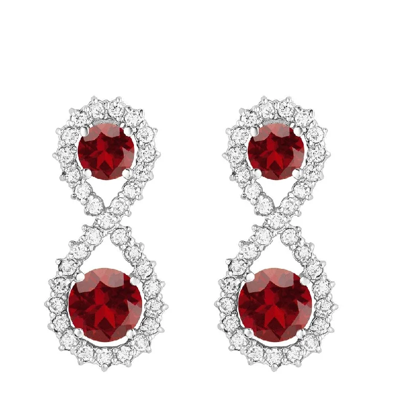 Sterling Silver with Garnet and White Topaz Drop Earring