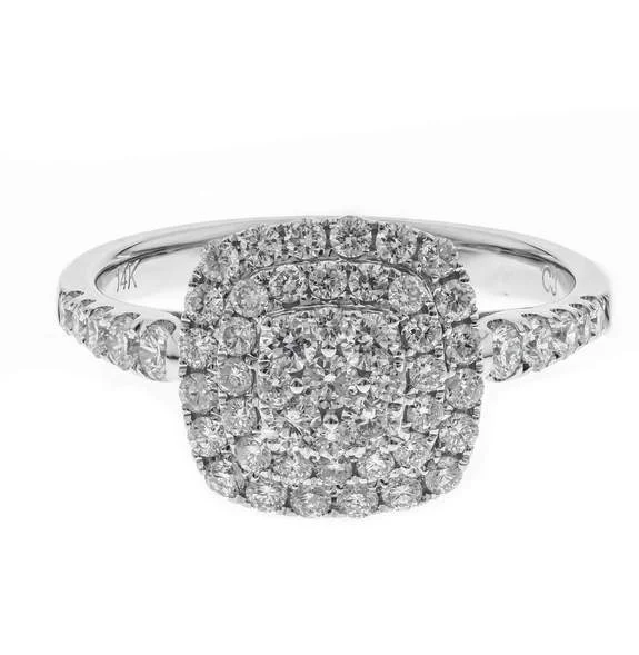 14K DIAMOND CUSHION CLUSTER RING