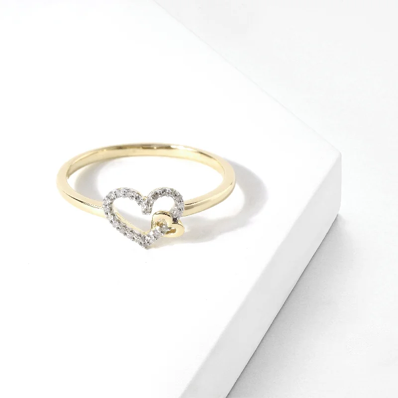 10k Gold 1/10ct TDW Diamond Heart Promise Ring