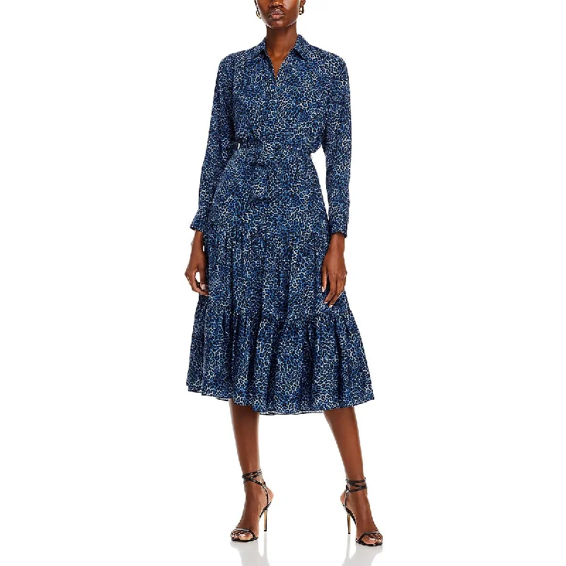 Kobi Halperin Womens Montanna Animal Print Midi Shirtdress