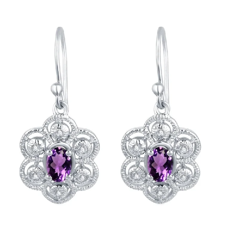 Sterling Silver with Natural Choice of Gemstone and White Topaz Dangle Earring