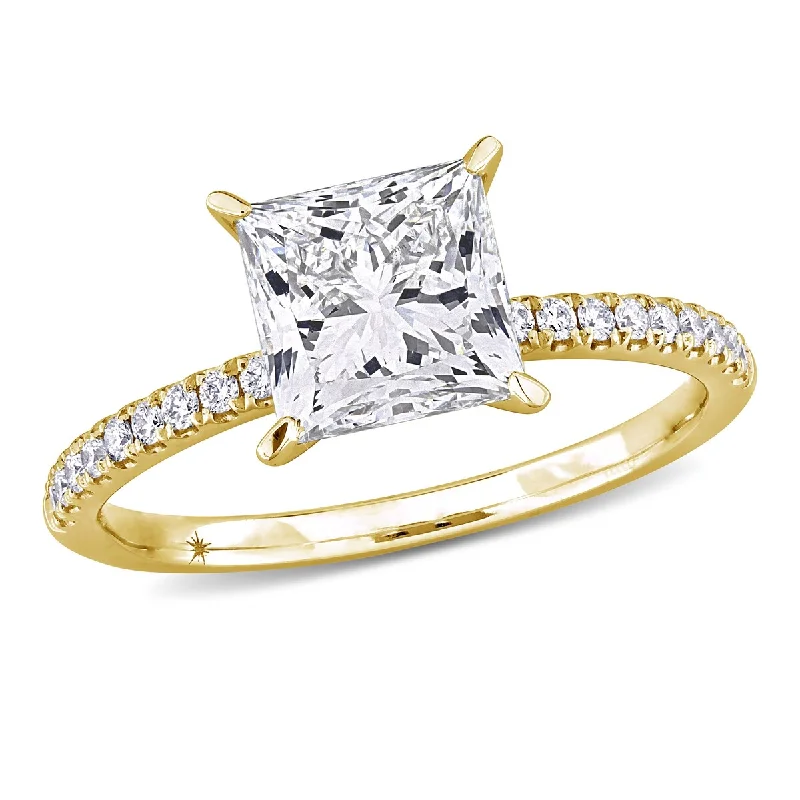 Created Forever by Miadora 2 1/6ct TW Princess Lab-Grown Diamond Solitaire Engagement Ring in 14k Yellow Gold