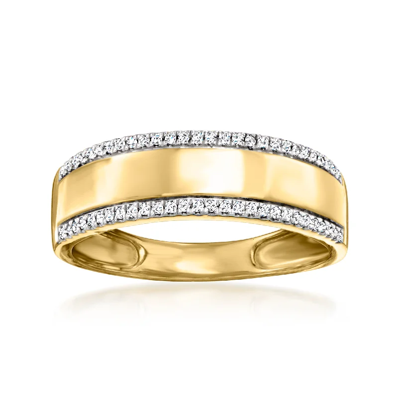 Ross-Simons Diamond-Edge Ring in 18kt Gold Over Sterling